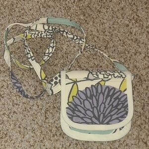 Floral Crossbody Bag with Purple and Green Accents